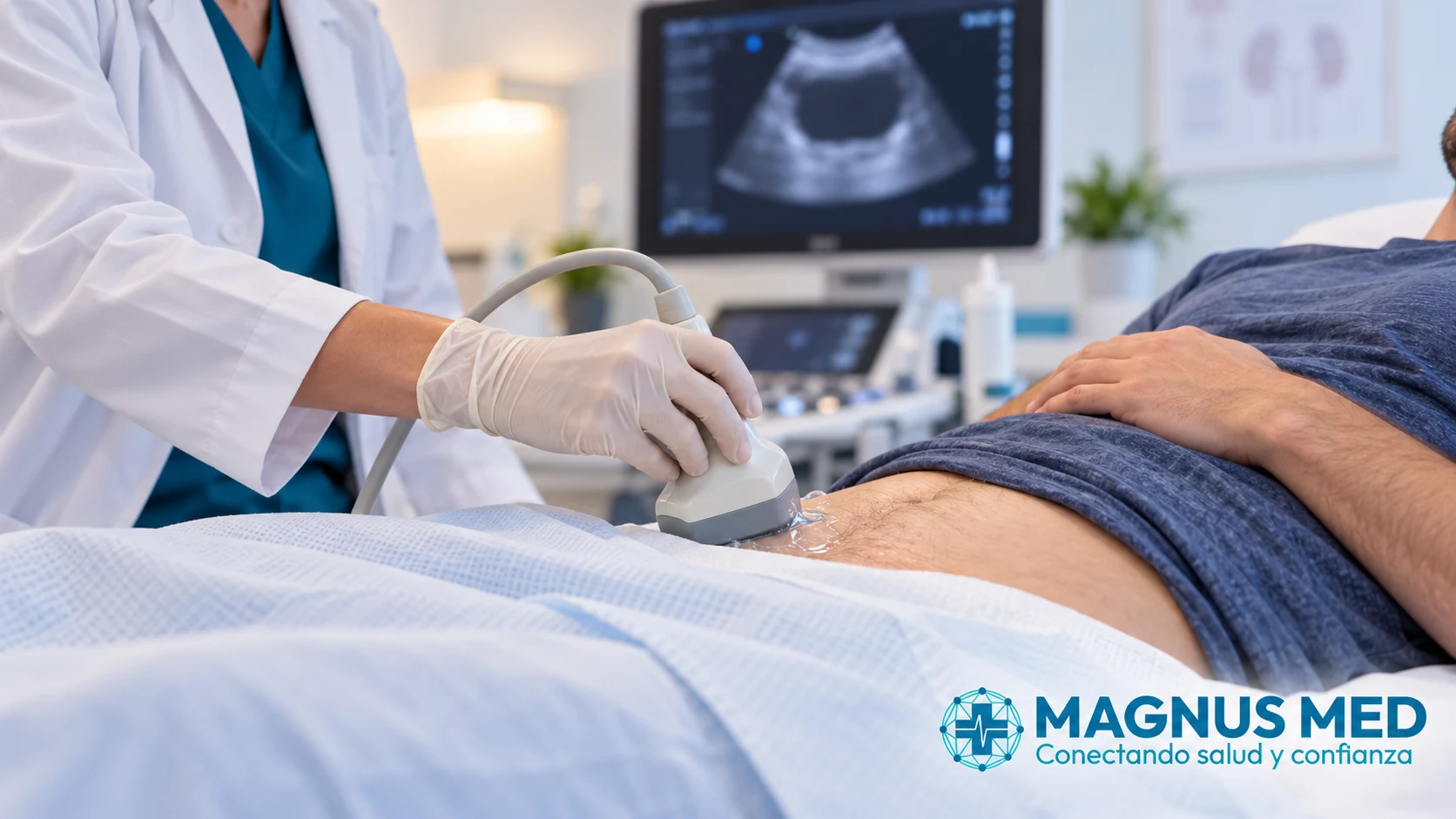 Ecografía del abdomen inferior durante el estudio del vaciado vesical
