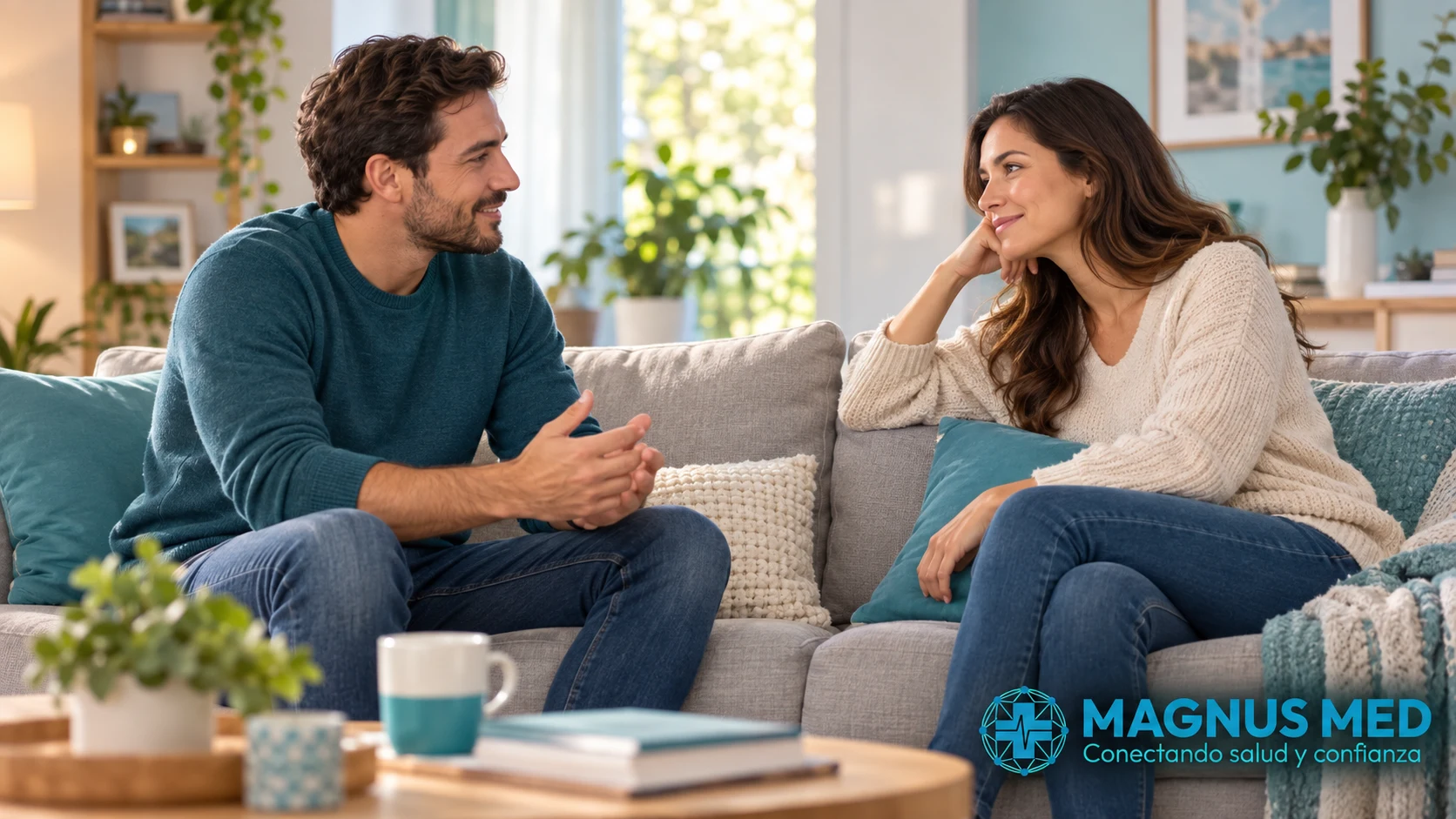 Pareja conversando sobre respetar el tiempo de recuperación