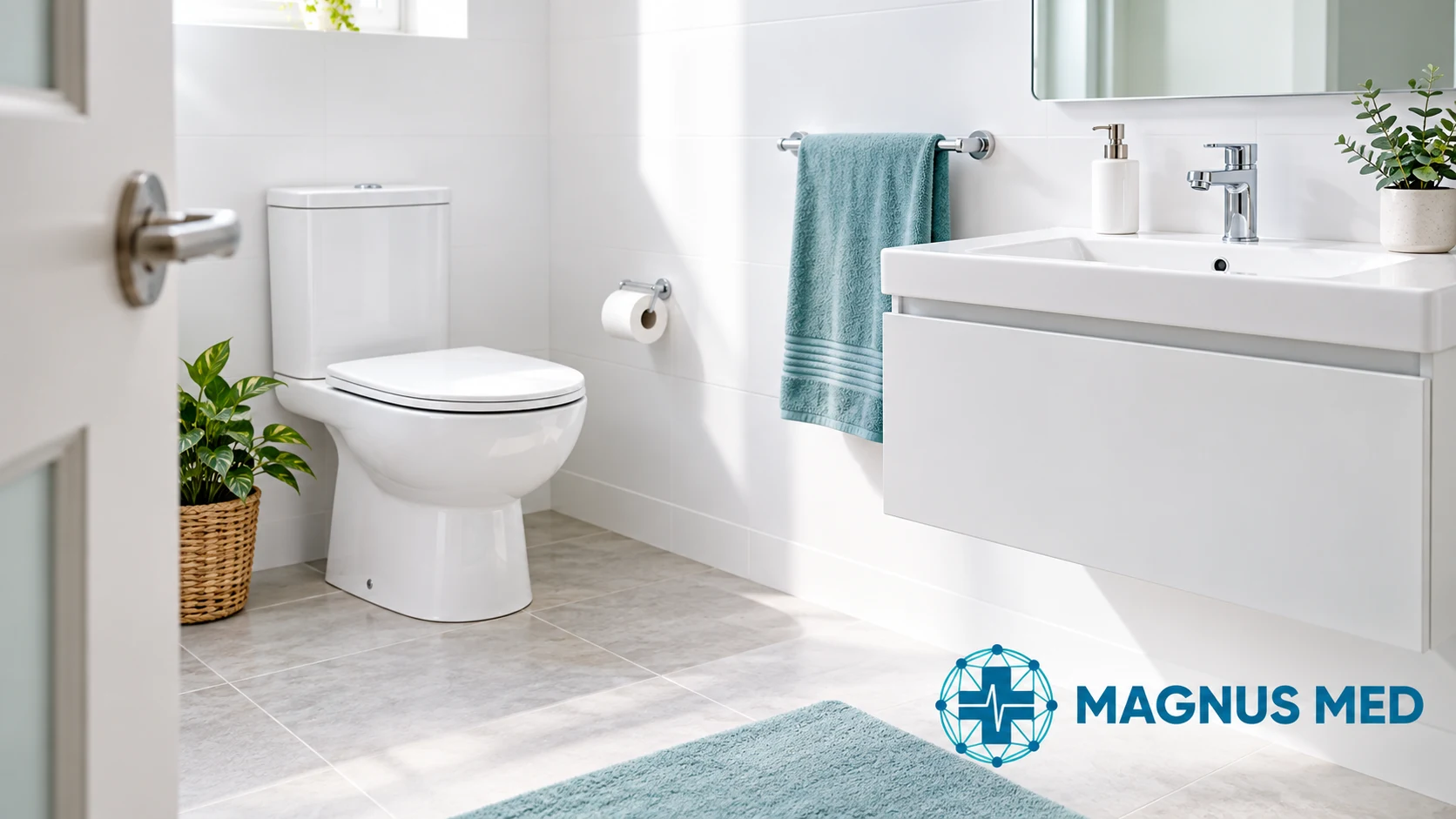 Baño limpio y accesible que representa hábitos urinarios sin mostrar personas