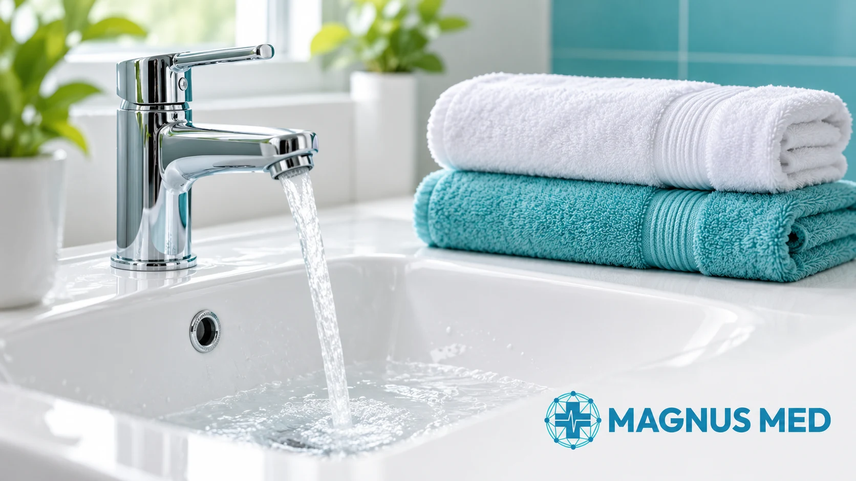 Toallas limpias y agua como representación de higiene suave